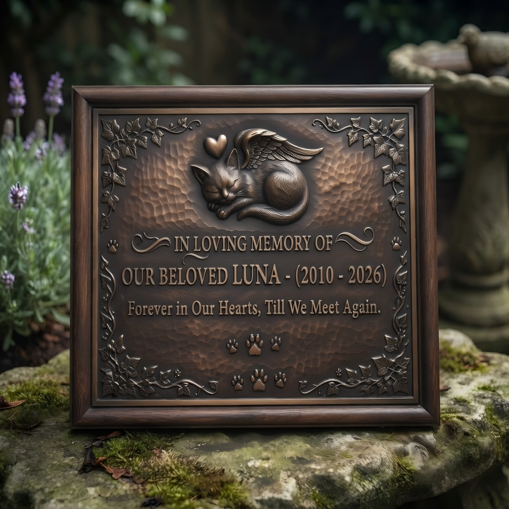 Custom Brass Pet Memorial Plaque, Personalized Pet Loss Wall Art & Sympathy Gift